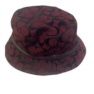 COACH Burgundy Bucket Hat Monogram Embellished Designer Unisex Accessories Gucci Burgundy Monogram Canvas Bucket Hat L Gucci | TLC US main image 3